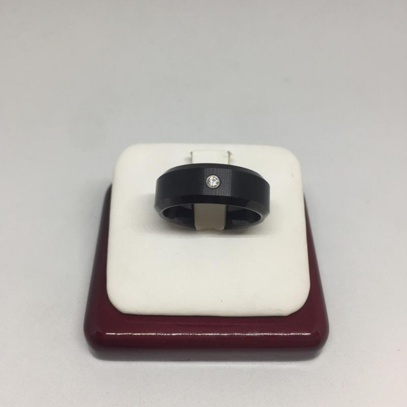 Men's Glossy Black Steel Ring Size 9 - Picture 5 of 6